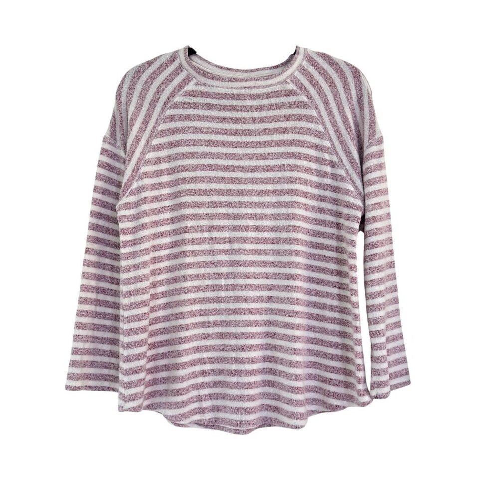 Ruby Rd Striped Knit Womens Top Pink‎ White Long Sleeve Soft Stretch XL